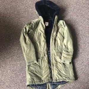 GAP Olive Green Puffer Coat with Black Lining EUC